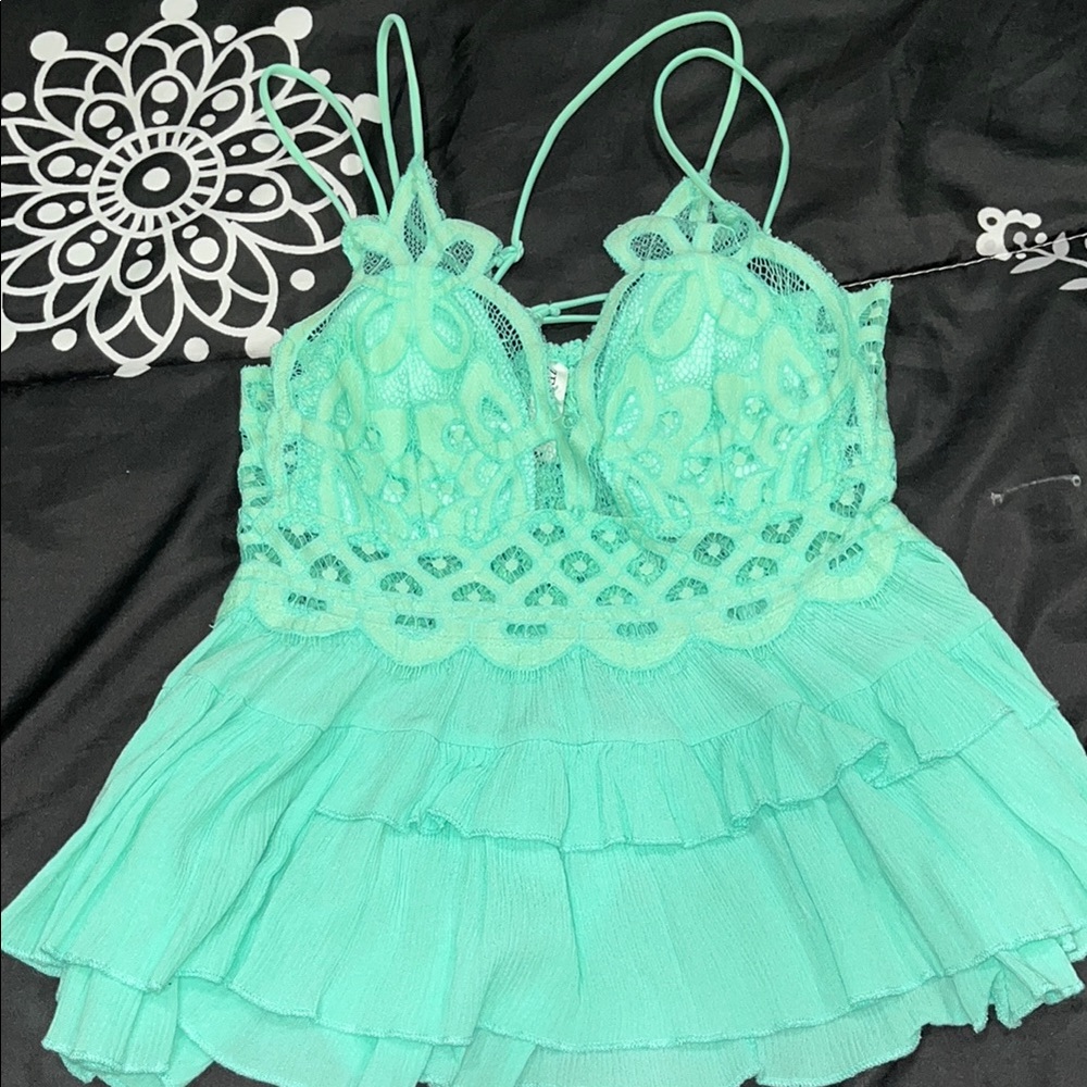 Mint Green Lace Women Top